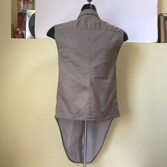 HELMUT LANG Tie Front Sleeveless Cotton Button Up Shirt Top Minimalist Neutral S - Picture 8 of 14
